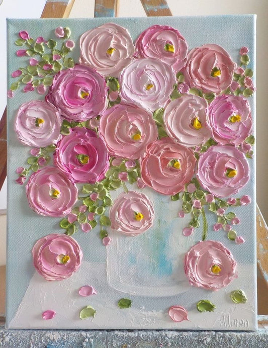 Texture painting on Canvas - Flower Bunch