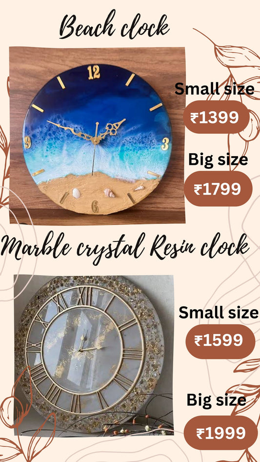 beach clock workshop classes, marble crystal resin art clock workshop classes